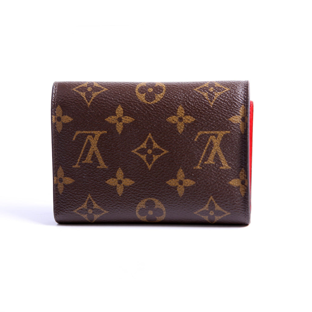 Flower Lock Compact Wallet Monogram Red