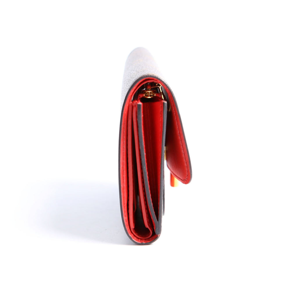 Flower Lock Compact Wallet Monogram Red