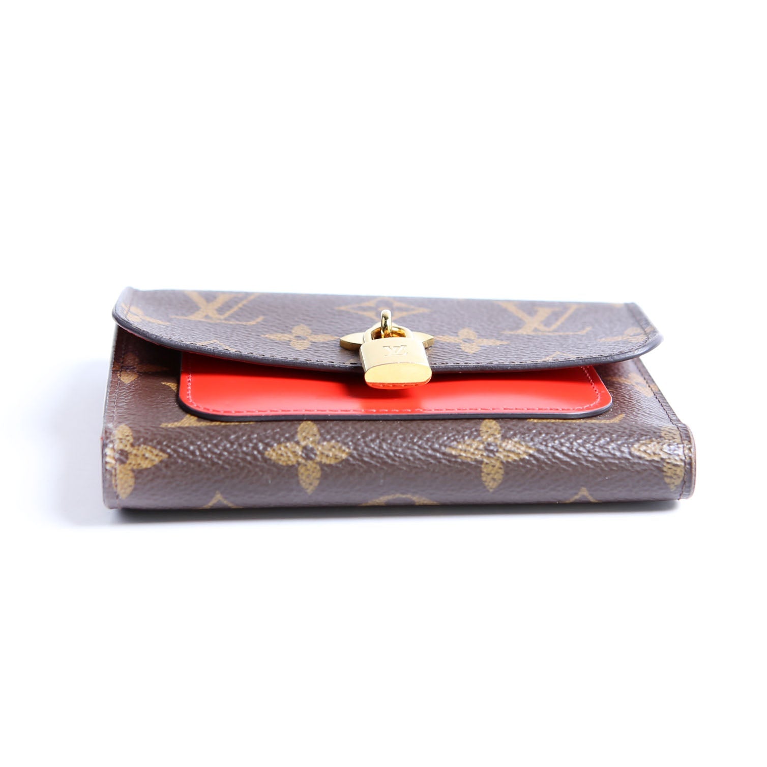 Flower Lock Compact Wallet Monogram Red