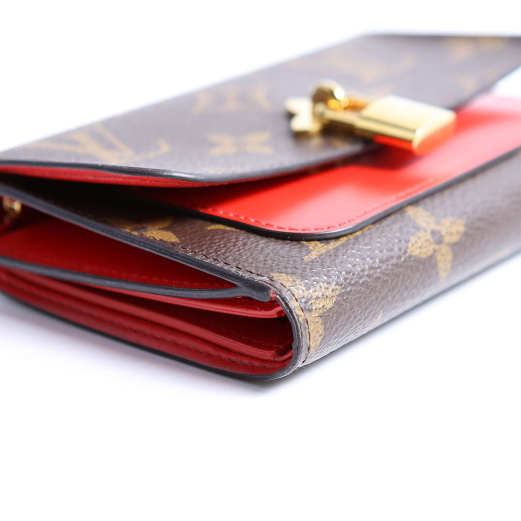 Flower Lock Compact Wallet Monogram Red