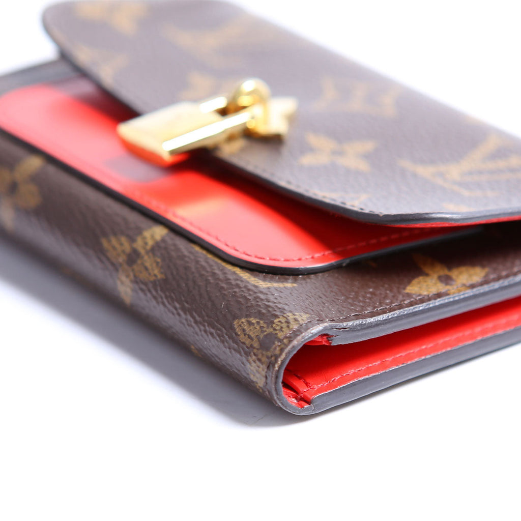 Flower Lock Compact Wallet Monogram Red