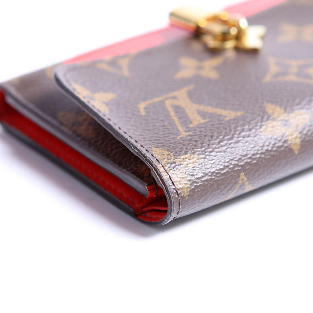 Flower Lock Compact Wallet Monogram Red