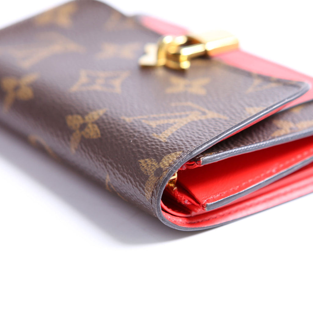 Flower Lock Compact Wallet Monogram Red