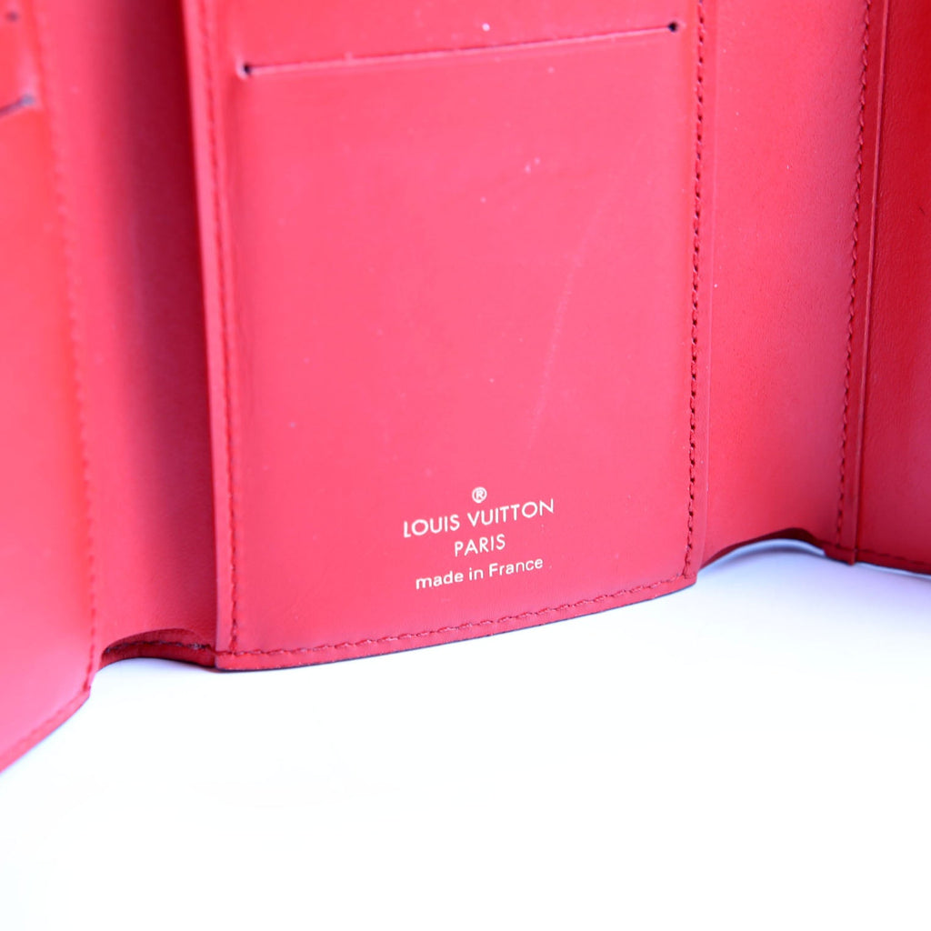 Flower Lock Compact Wallet Monogram Red