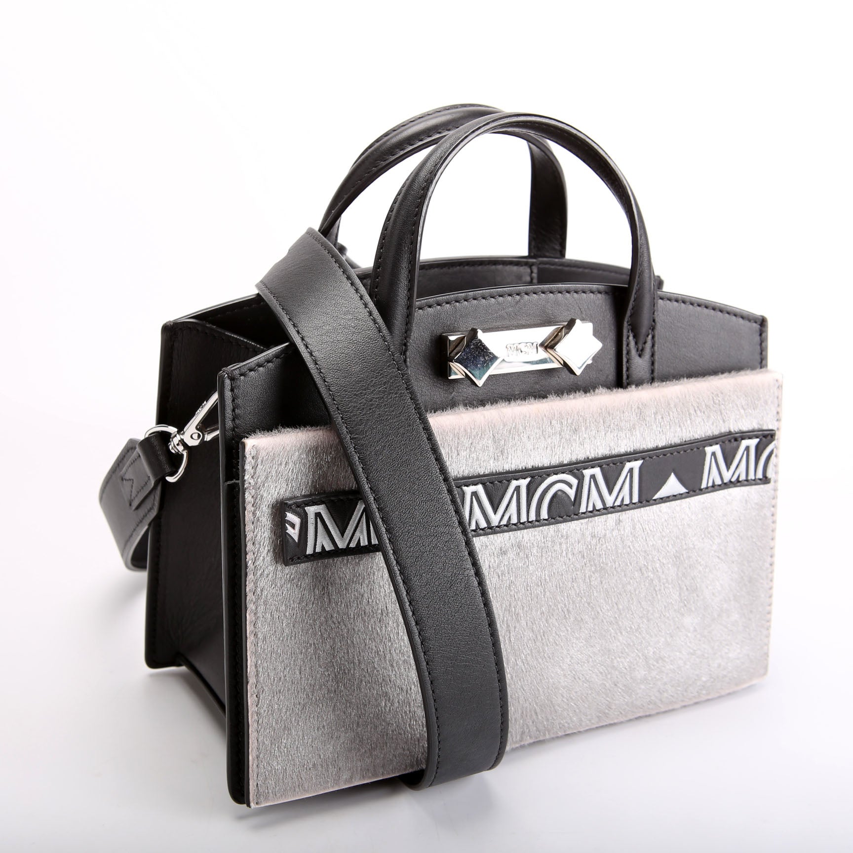Mini Milano Tote Lux Calfskin Hair Black/Grey