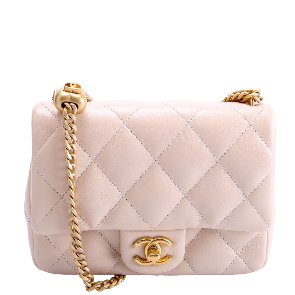 Classic Flap Mini Sweetheart Chain Caviar RFID Beige