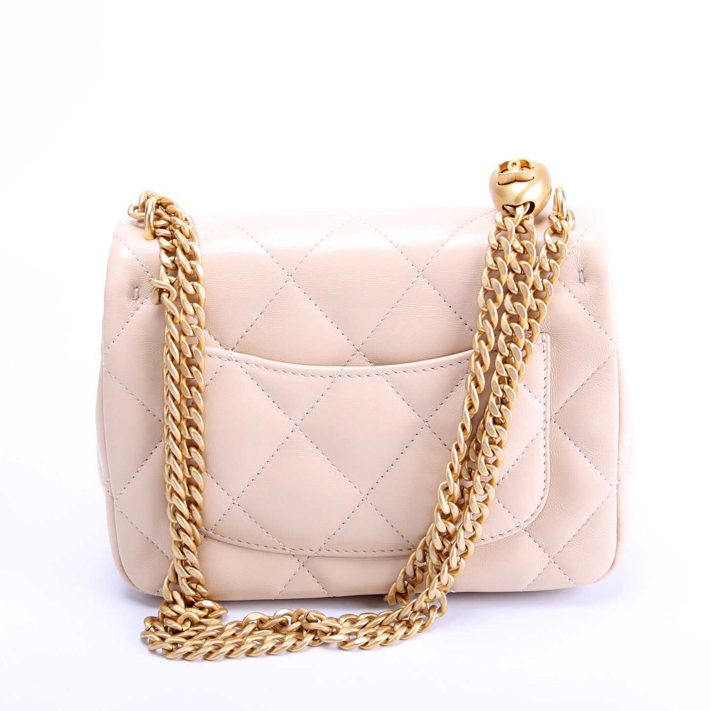 Classic Flap Mini Sweetheart Chain Caviar RFID Beige
