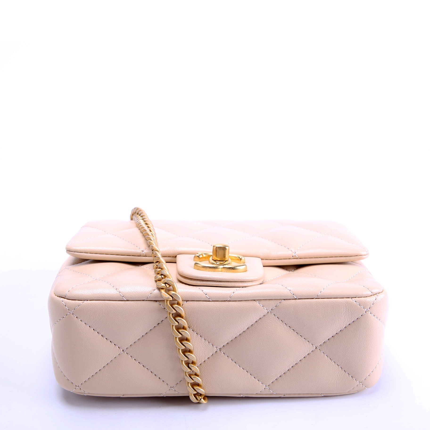 Classic Flap Mini Sweetheart Chain Caviar RFID Beige