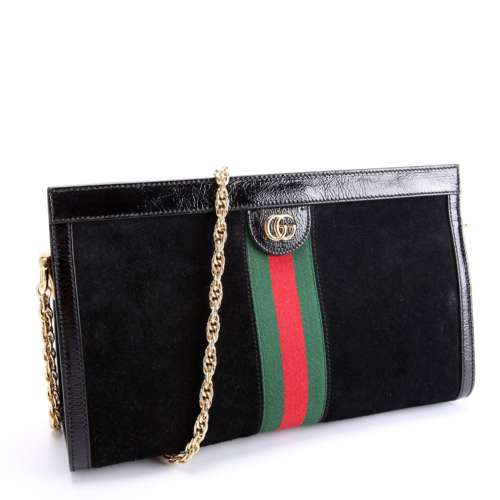 503876 Ophidia Suede Shoulder Web Medium Black/Green/Red
