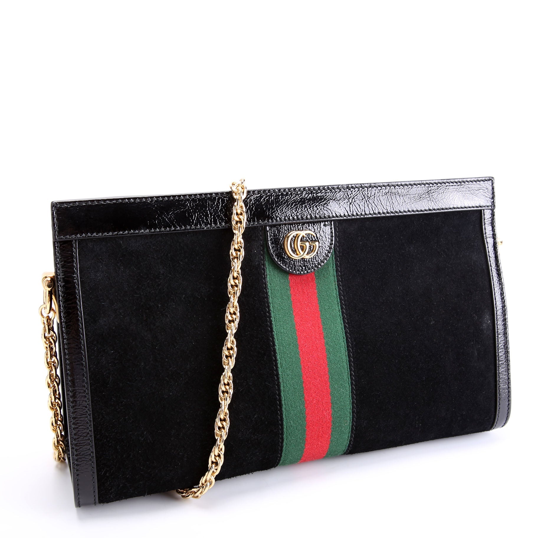 503876 Ophidia Suede Shoulder Web Medium Black/Green/Red