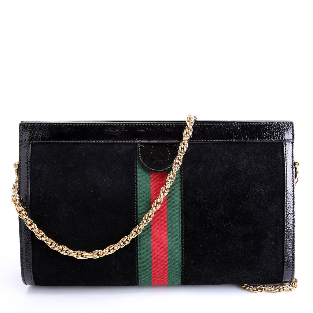 503876 Ophidia Suede Shoulder Web Medium Black/Green/Red