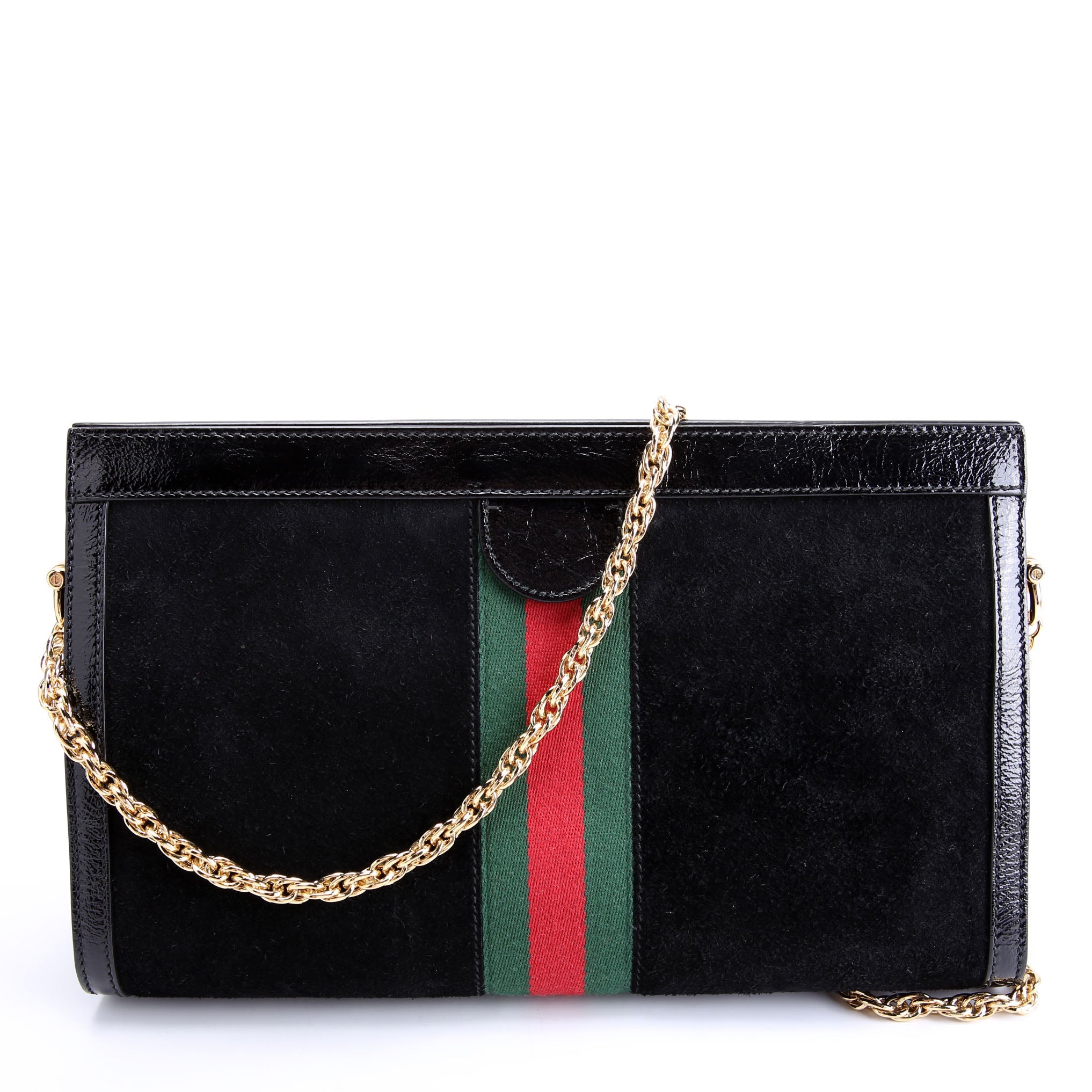 503876 Ophidia Suede Shoulder Web Medium Black/Green/Red
