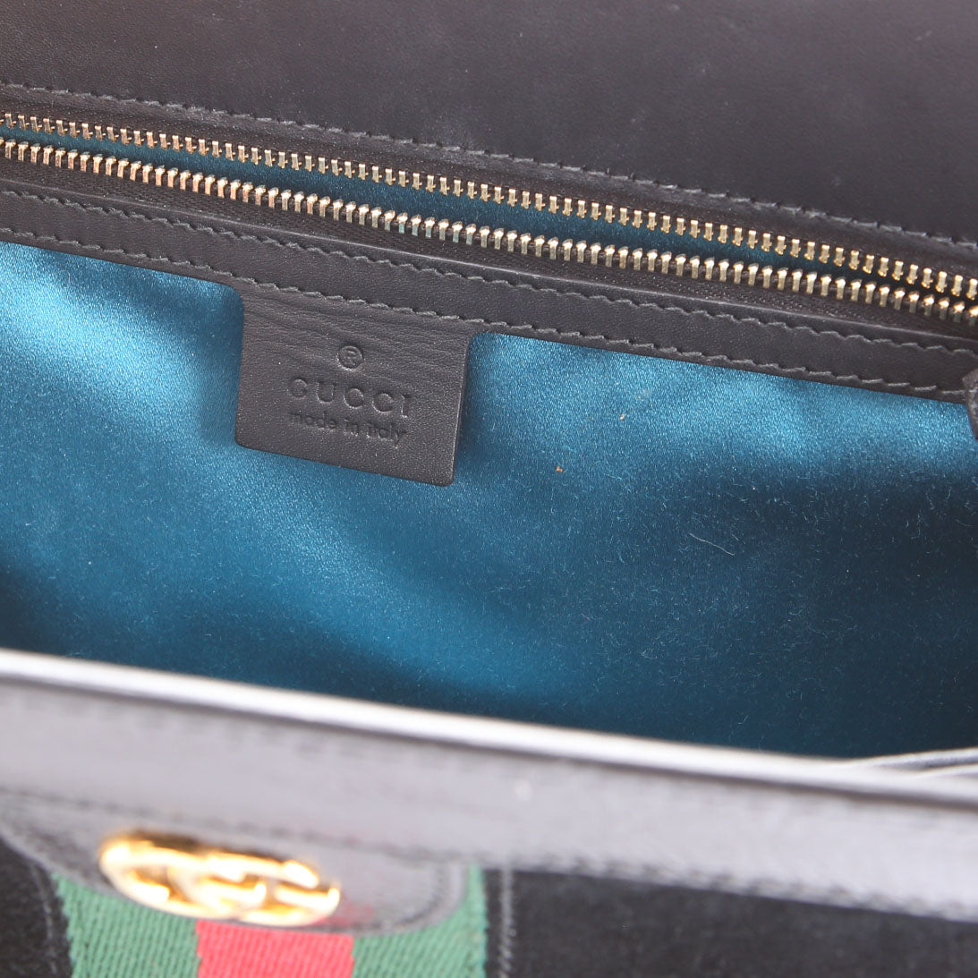 503876 Ophidia Suede Shoulder Web Medium Black/Green/Red