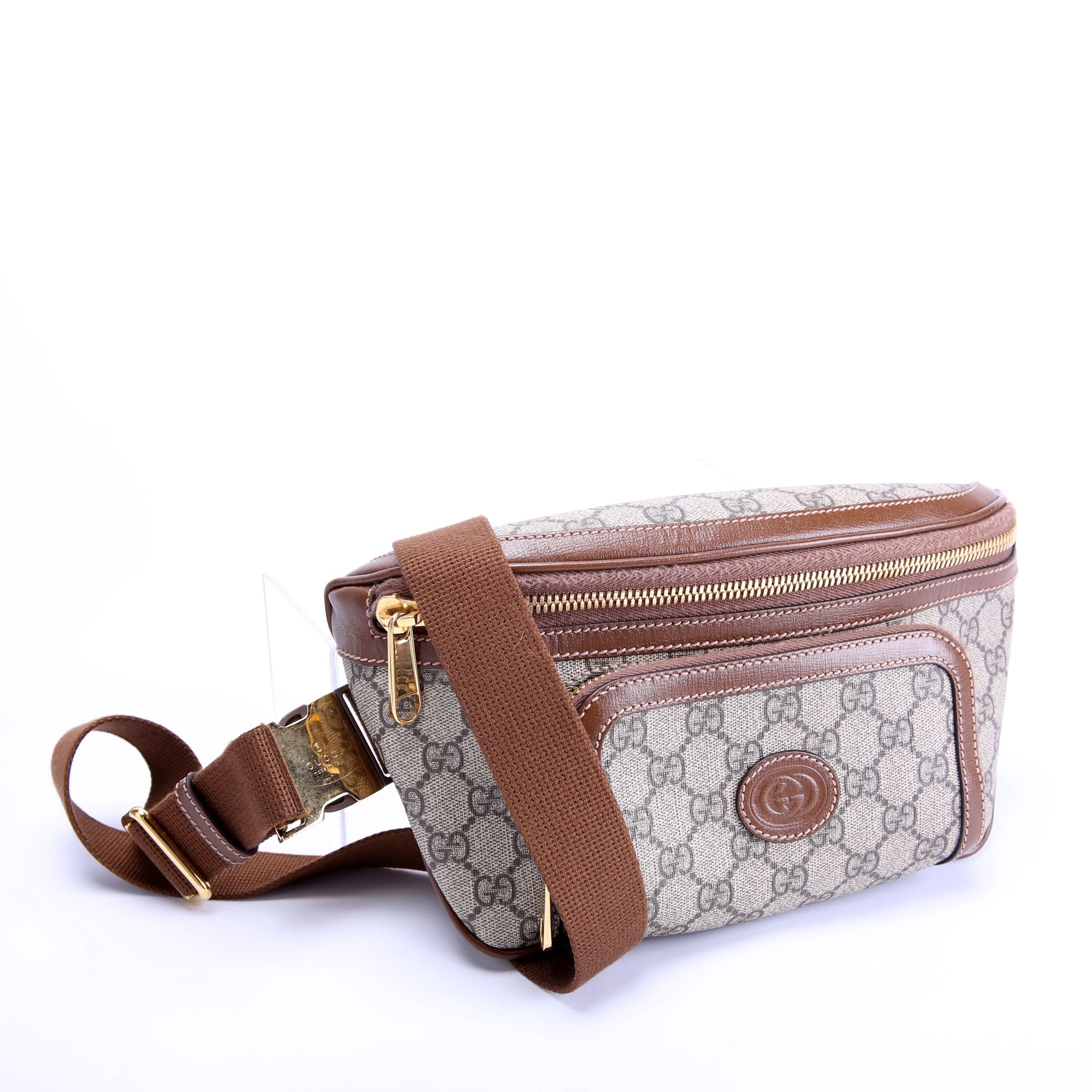 733240 GG Supreme Interlocking large Belt Bag Brown/Beige