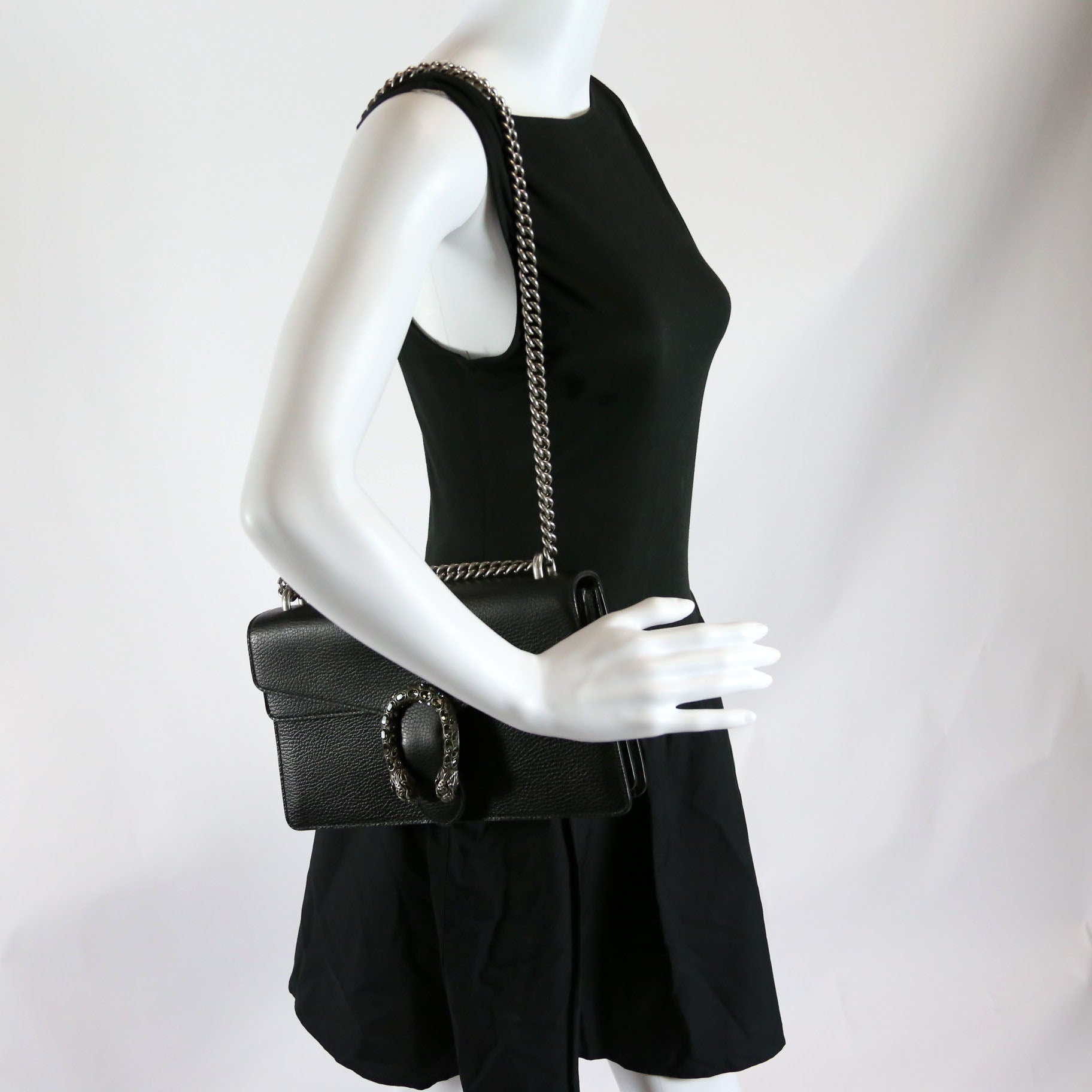 Gucci 400249 Dionysus Leather Shoulder Small Black