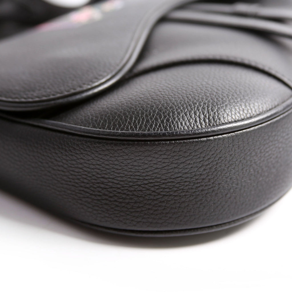 Dior Floral Saddle Crossbody Leather Black