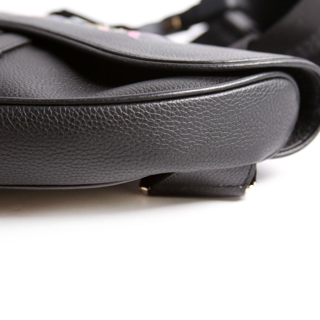Dior Floral Saddle Crossbody Leather Black