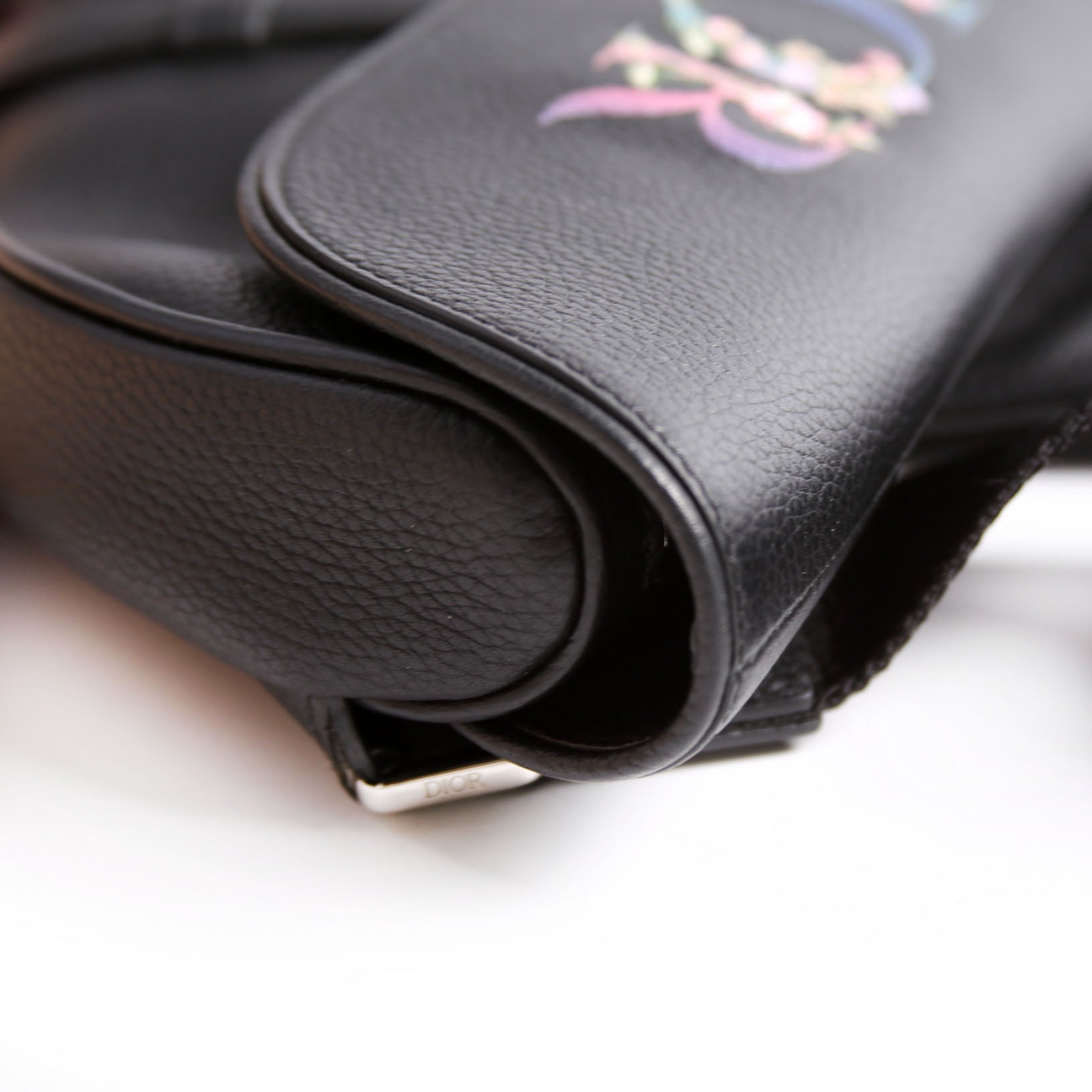 Dior Floral Saddle Crossbody Leather Black