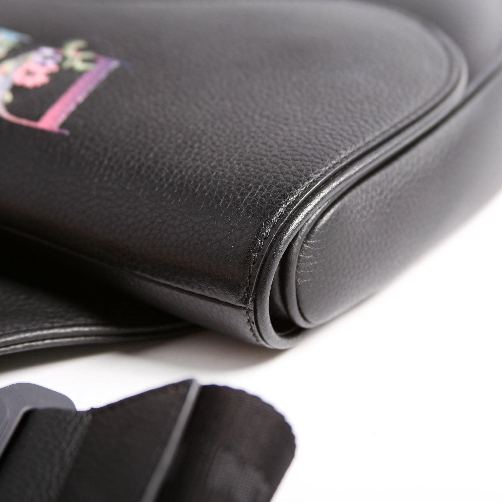 Dior Floral Saddle Crossbody Leather Black