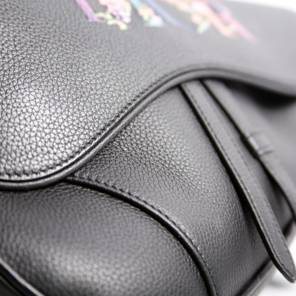 Dior Floral Saddle Crossbody Leather Black