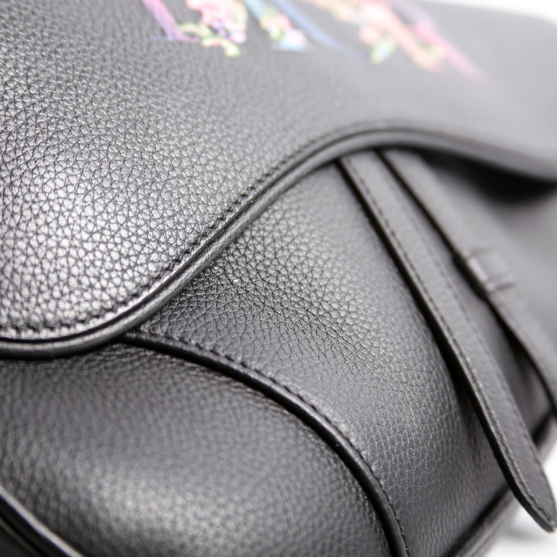 Dior Floral Saddle Crossbody Leather Black