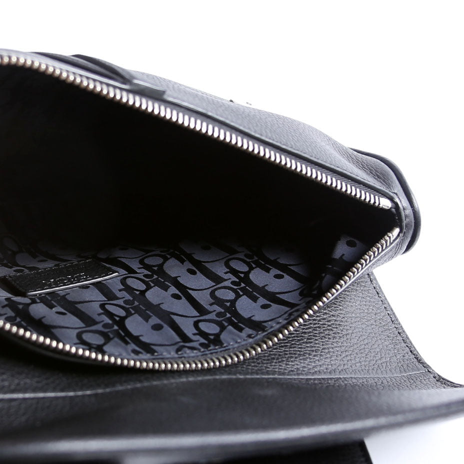 Dior Floral Saddle Crossbody Leather Black