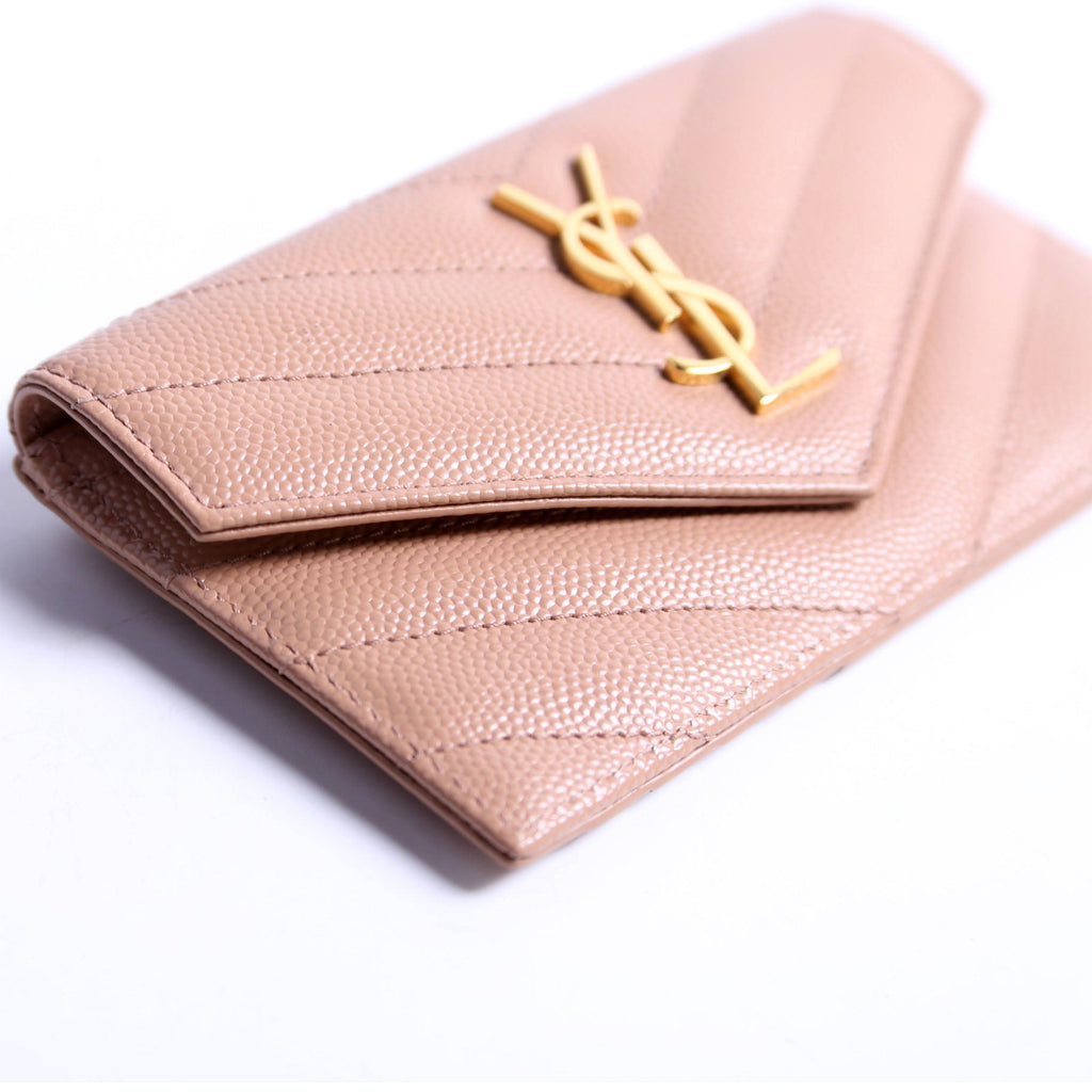 612808 Cassandre Fragments Flap Card Holder Nude