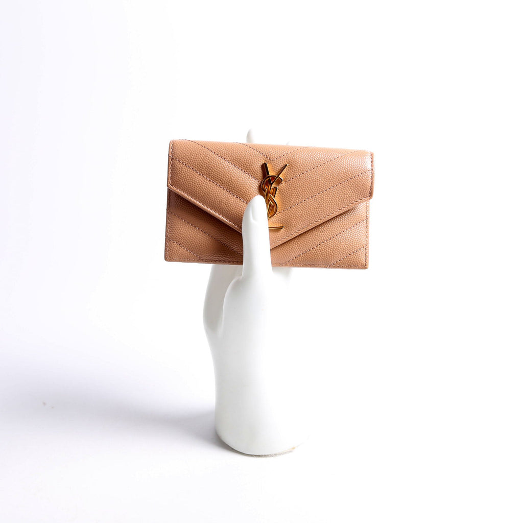 612808 Cassandre Fragments Flap Card Holder Nude