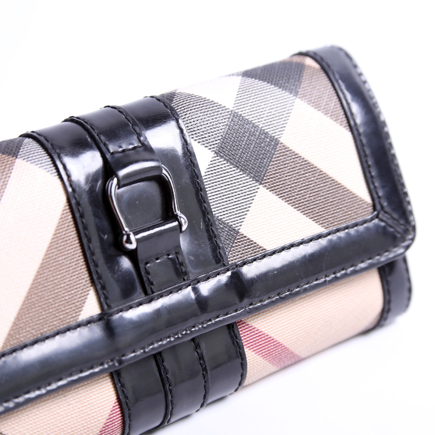 Supernova Check/Patent Leather Continental Wallet