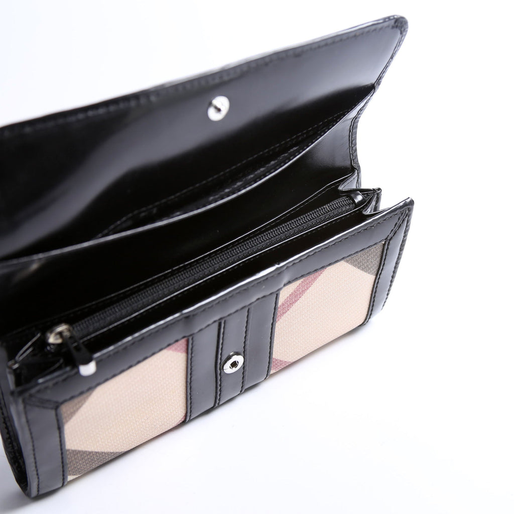 Supernova Check/Patent Leather Continental Wallet