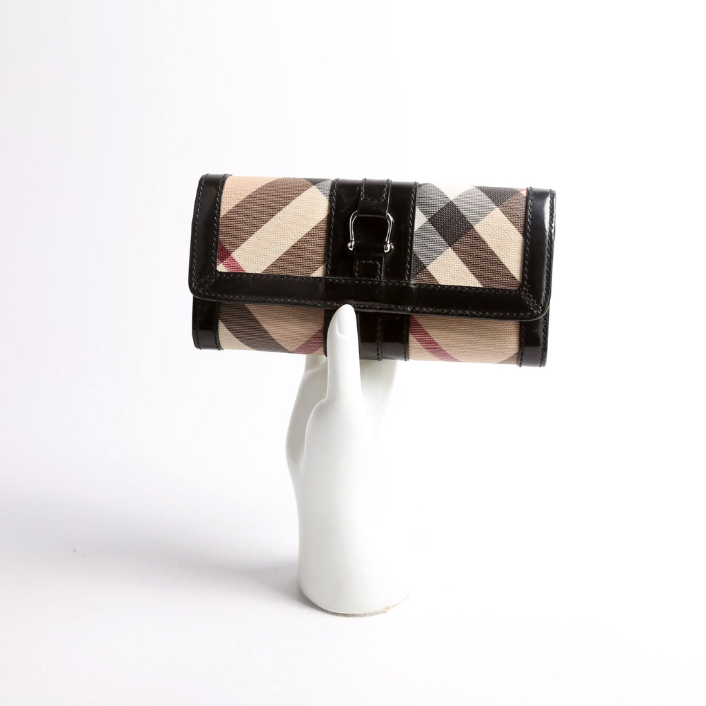 Supernova Check/Patent Leather Continental Wallet