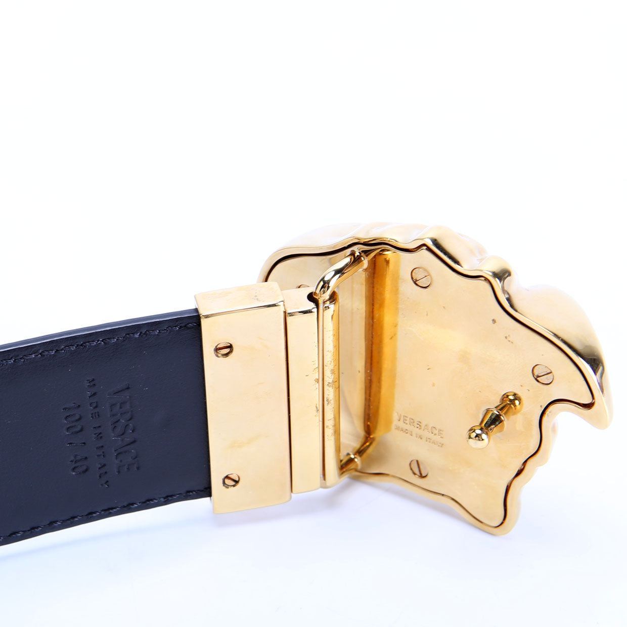 Medusa Reversible Barocco Leather Belt Size 100/40