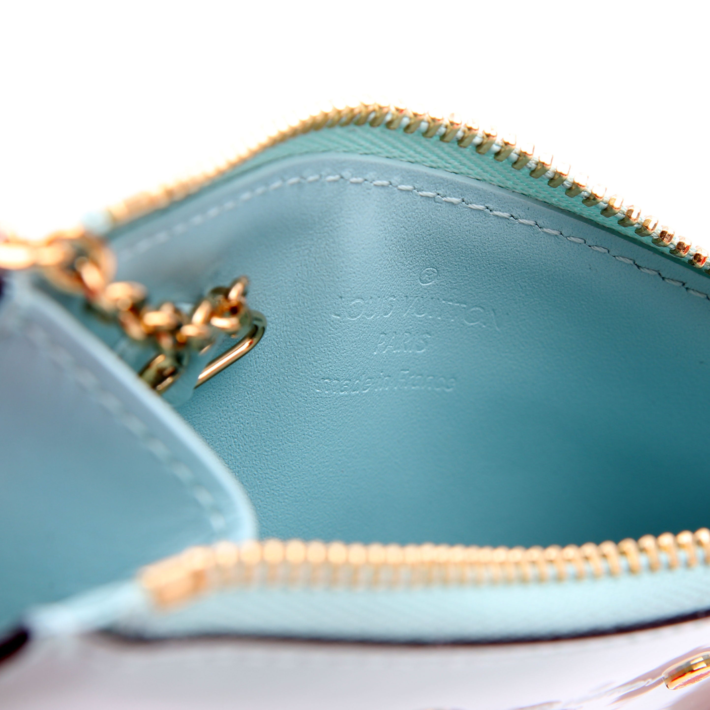 Pochette Cles Vernis/Monogram Teal
