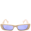 GG0516S Rectangular Narrow Crystal Sunglasses Cream