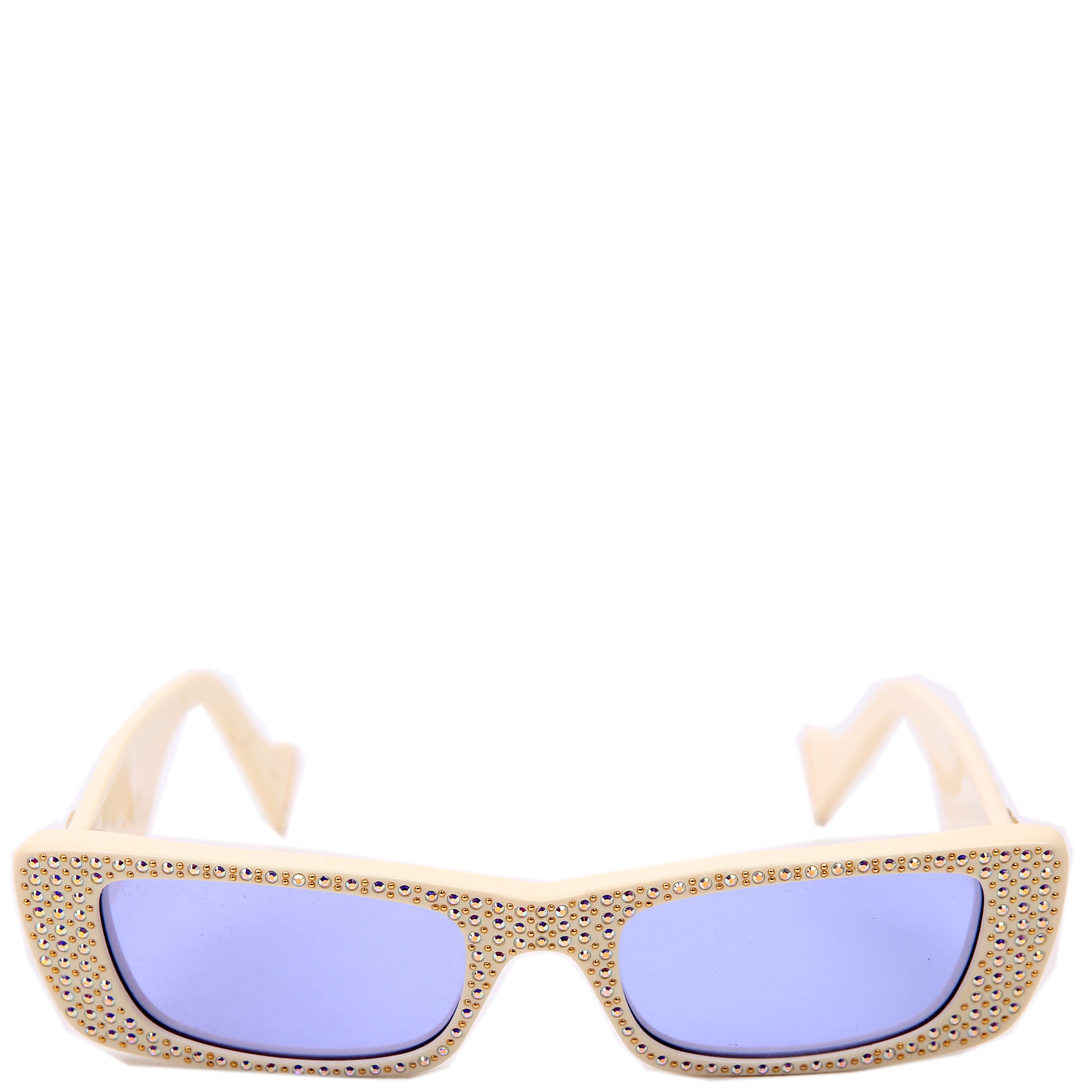 GG0516S Rectangular Narrow Crystal Sunglasses Cream