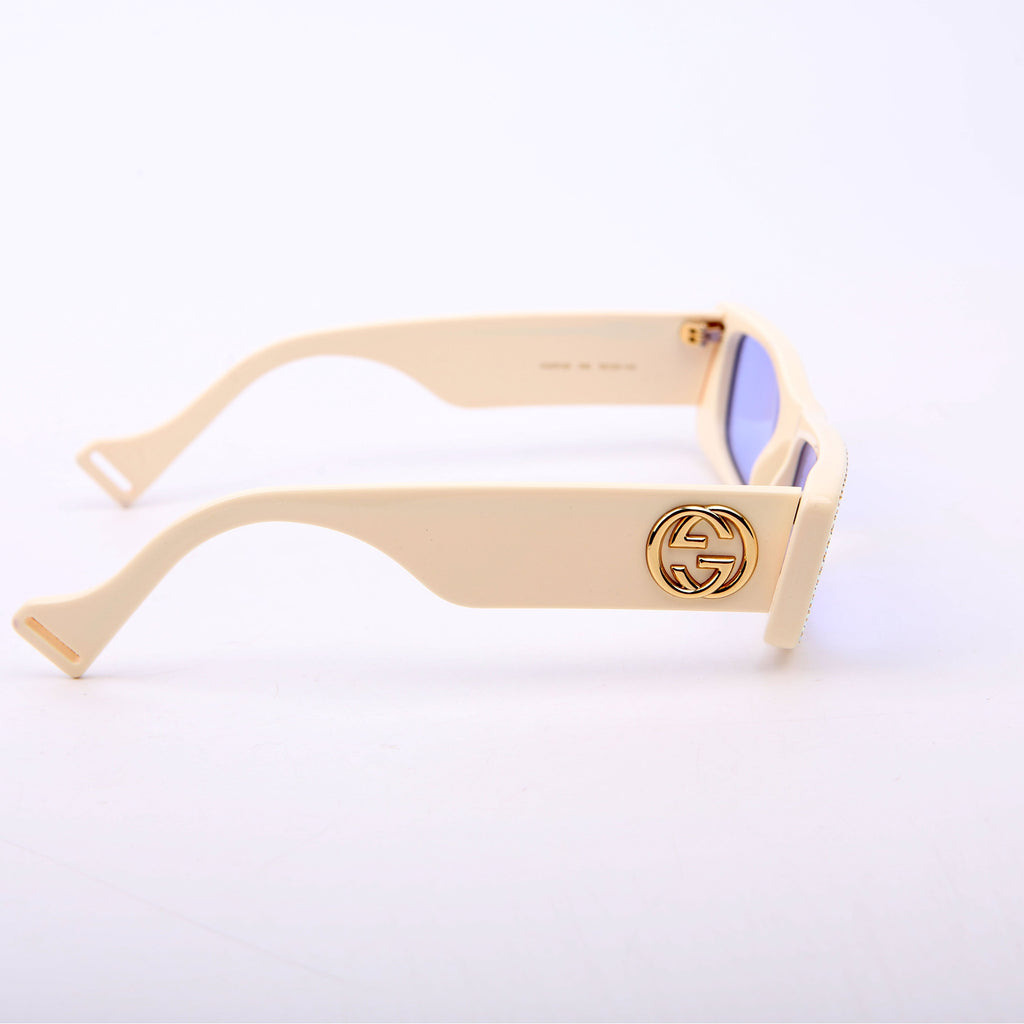 GG0516S Rectangular Narrow Crystal Sunglasses Cream