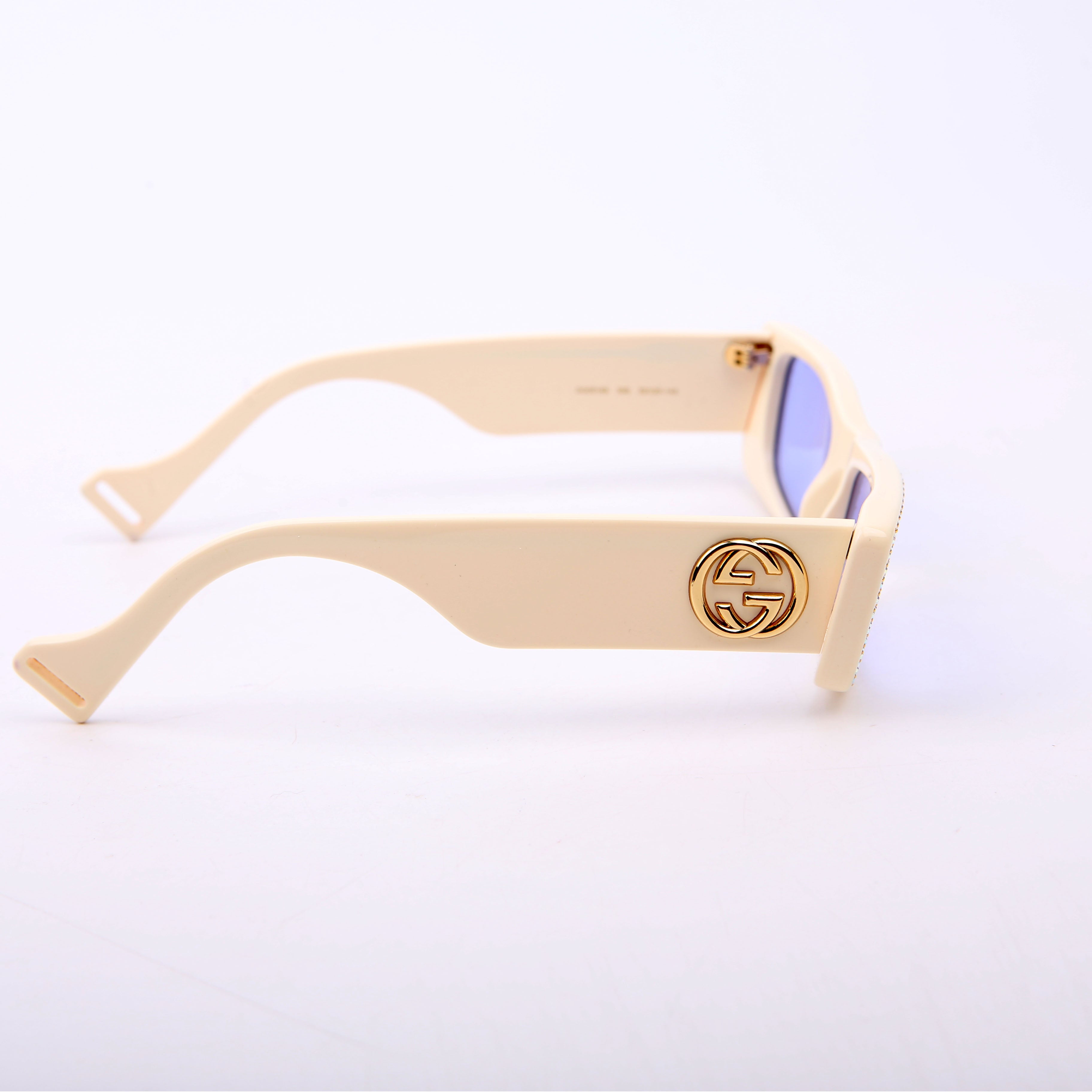 GG0516S Rectangular Narrow Crystal Sunglasses Cream