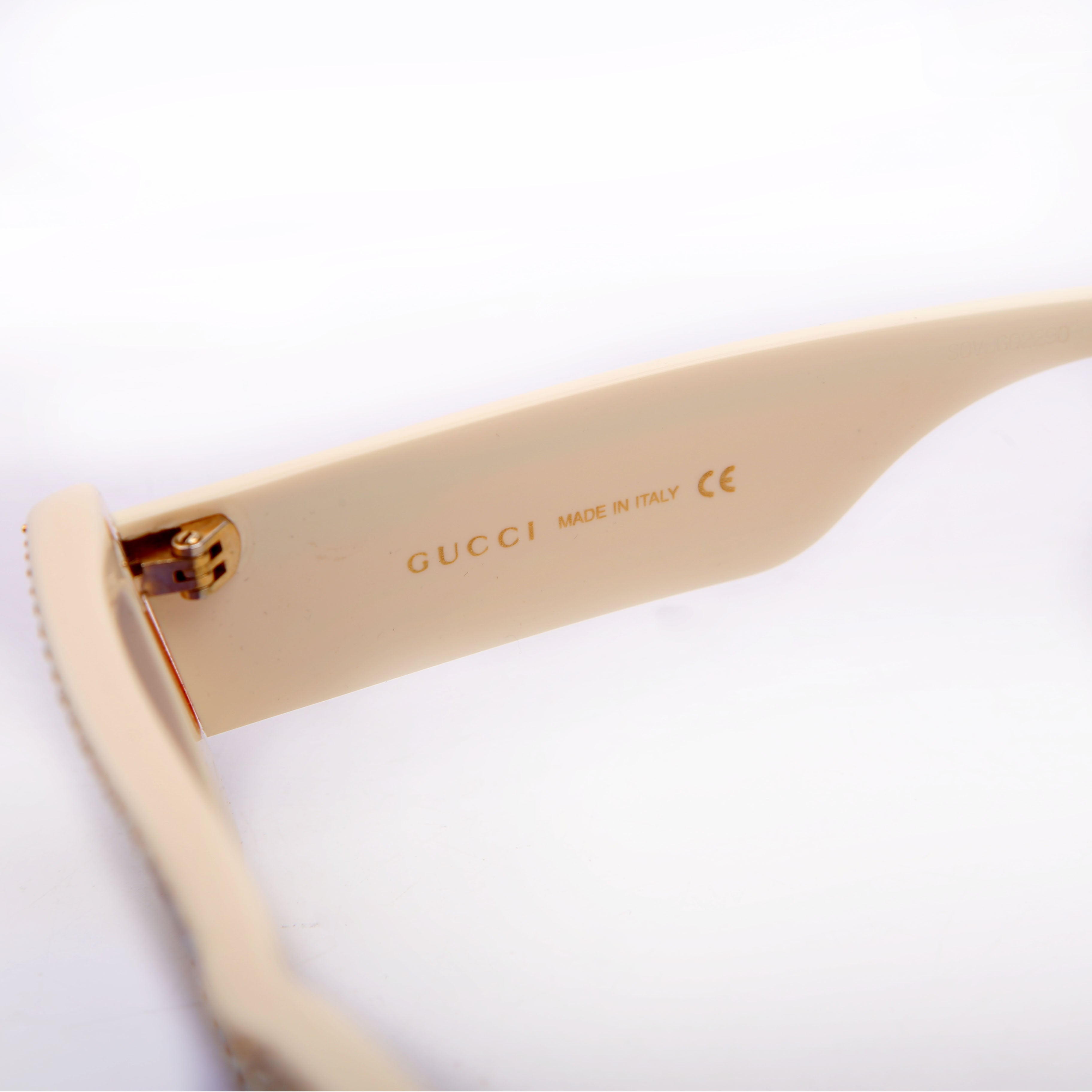 GG0516S Rectangular Narrow Crystal Sunglasses Cream