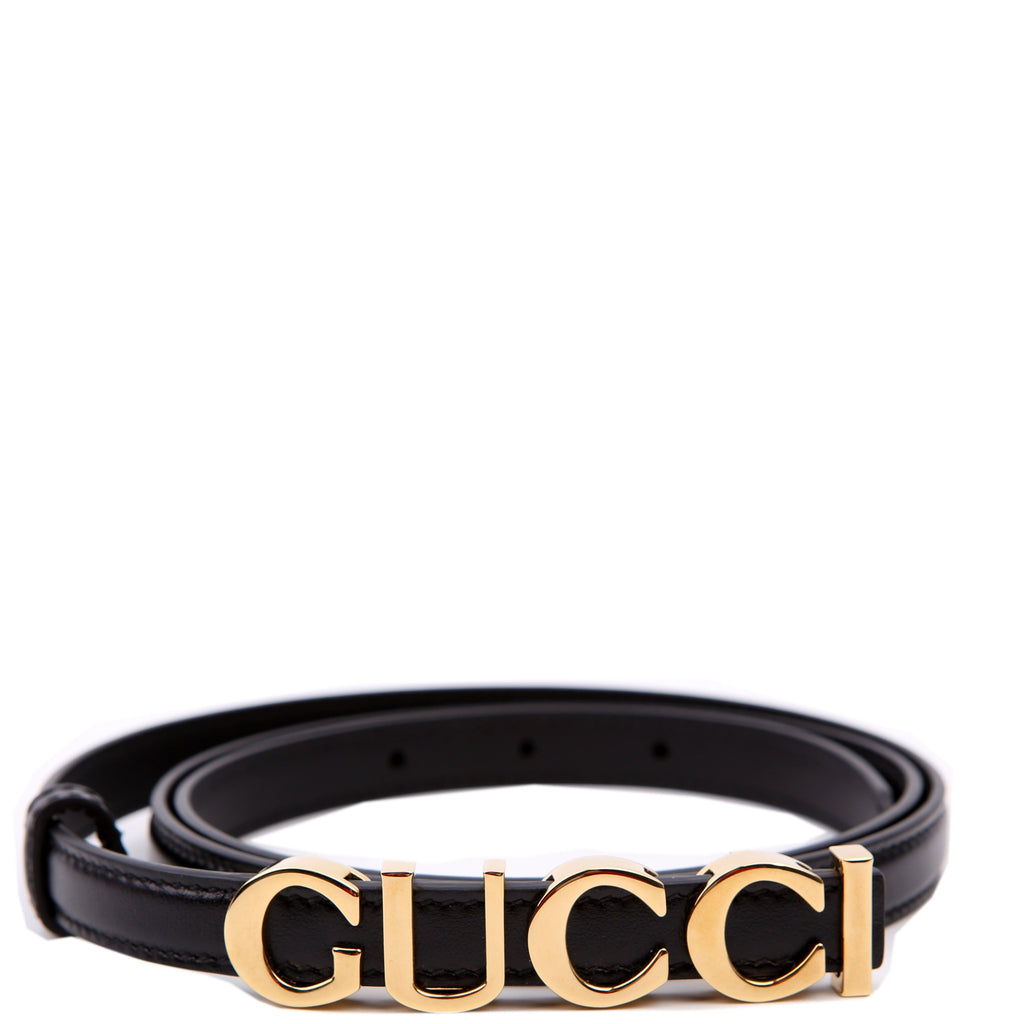 751602 Logo Extra Thin Leather Belt Size 95/38 Black