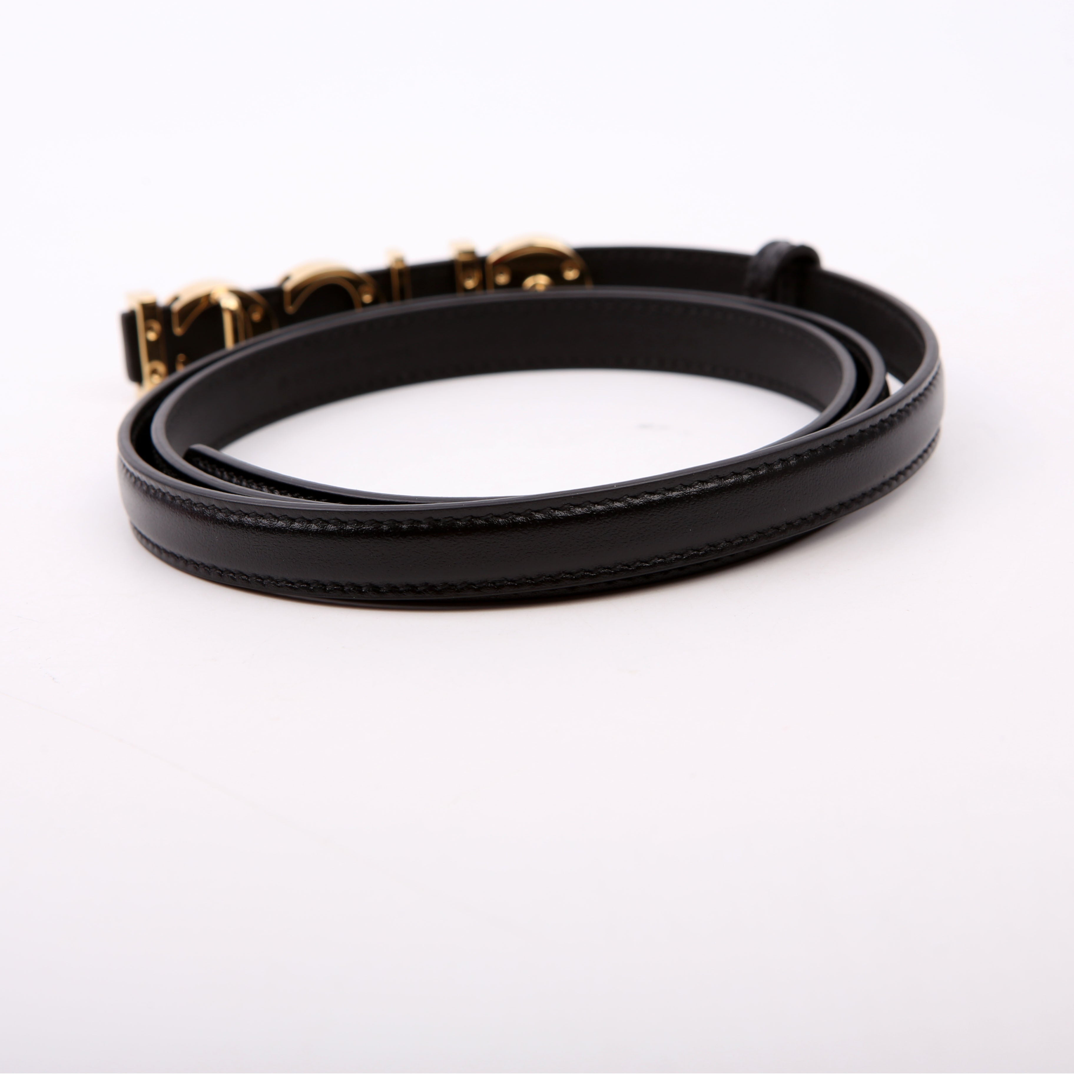 751602 Logo Extra Thin Leather Belt Size 95/38 Black