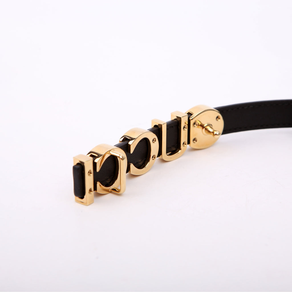 751602 Logo Extra Thin Leather Belt Size 95/38 Black