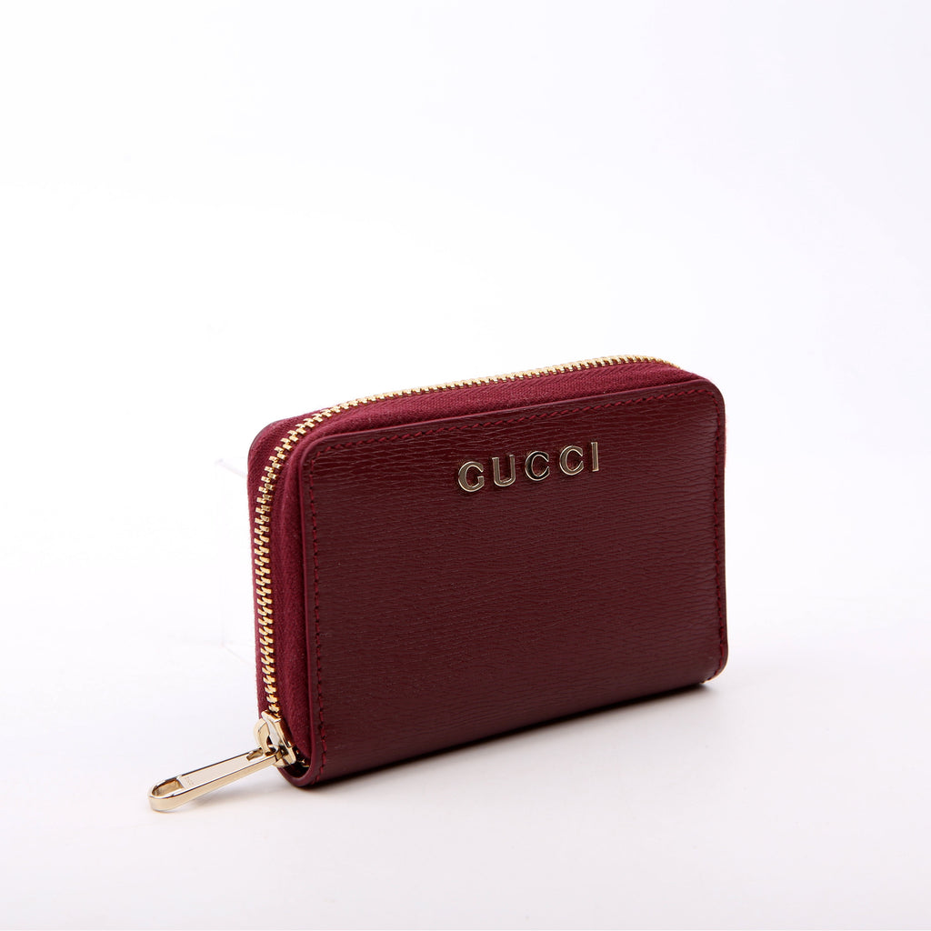 813219 Script Logo Card Holder Burgundy
