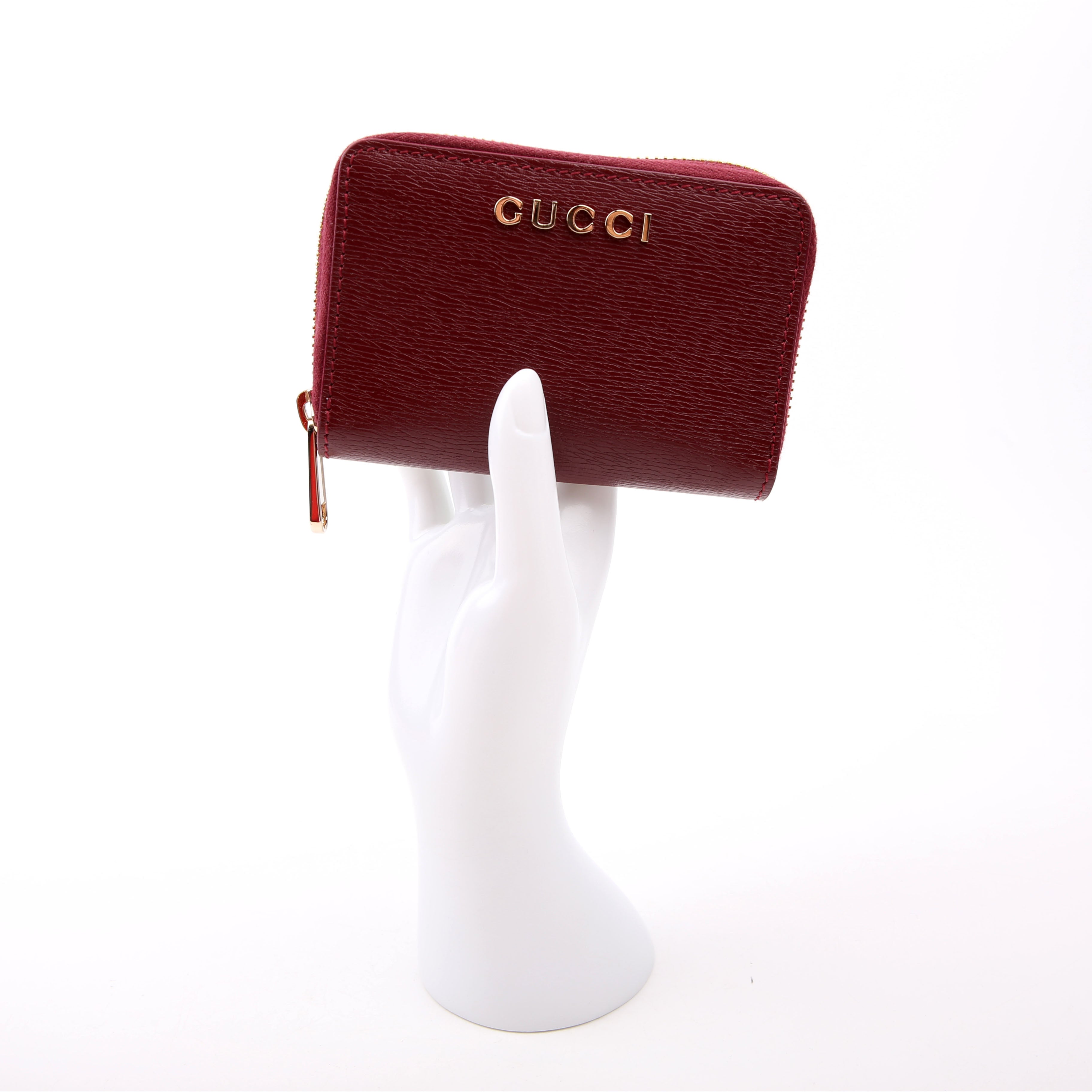 813219 Script Logo Card Holder Burgundy