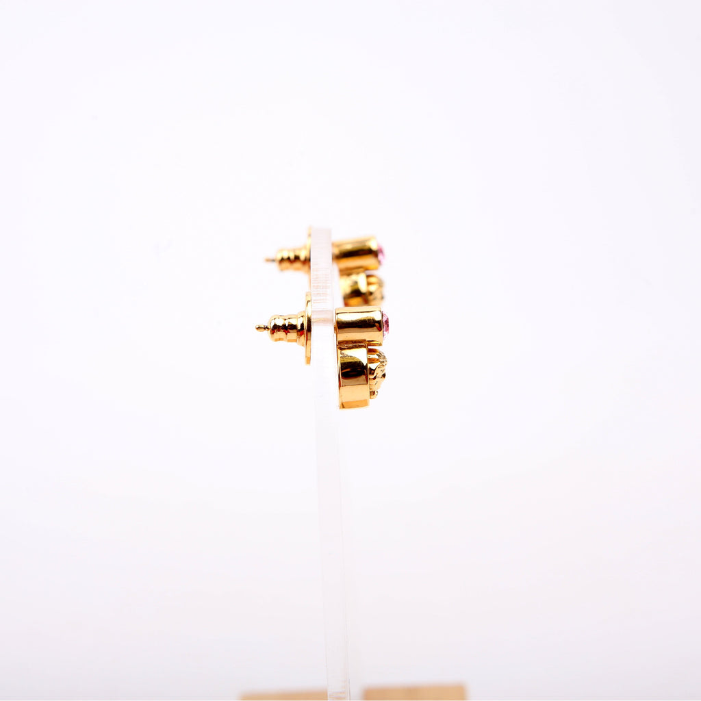 Medusa Crystal Stud Earrings Gold