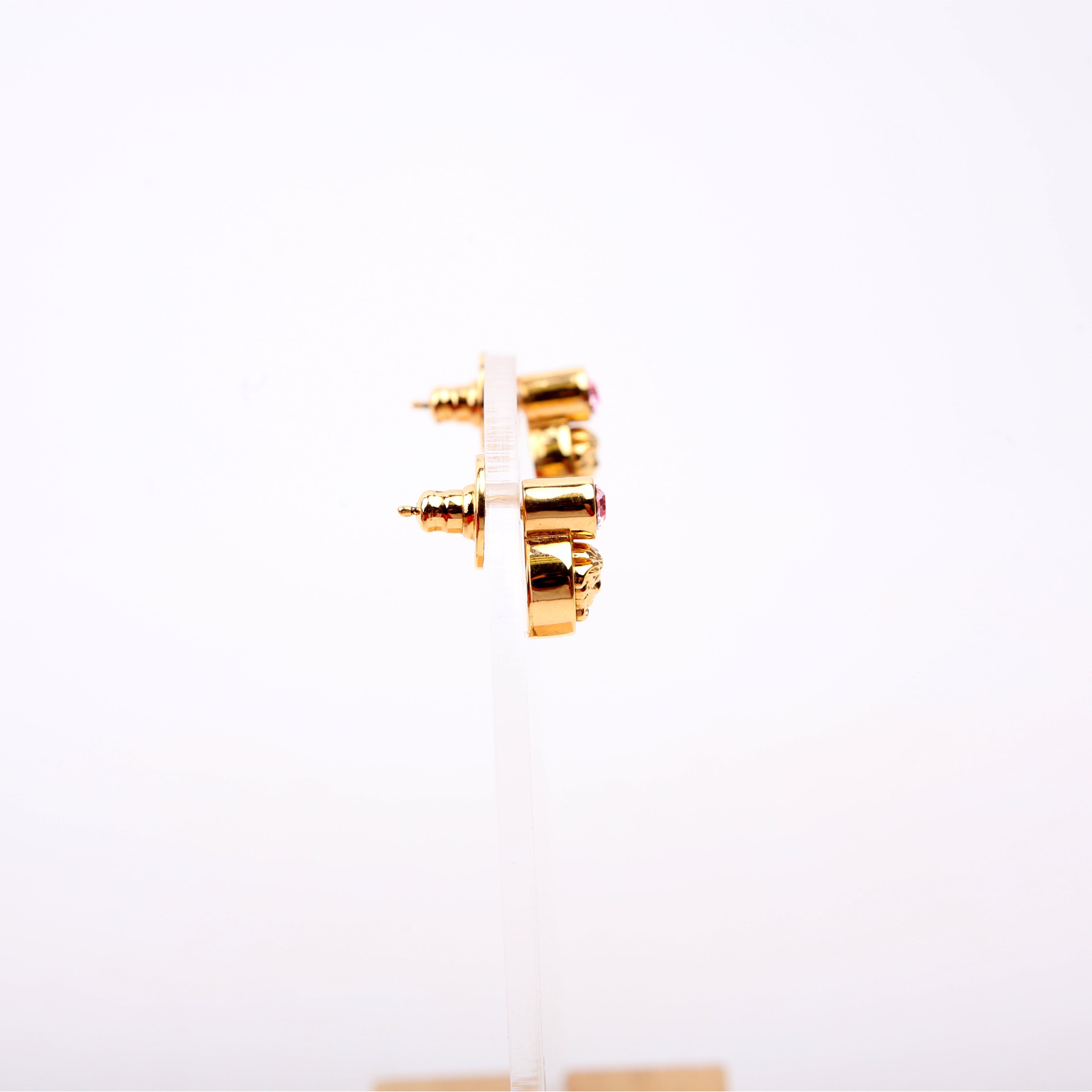 Medusa Crystal Stud Earrings Gold