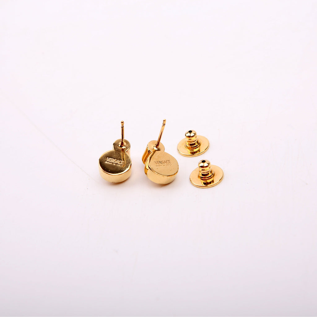 Medusa Crystal Stud Earrings Gold