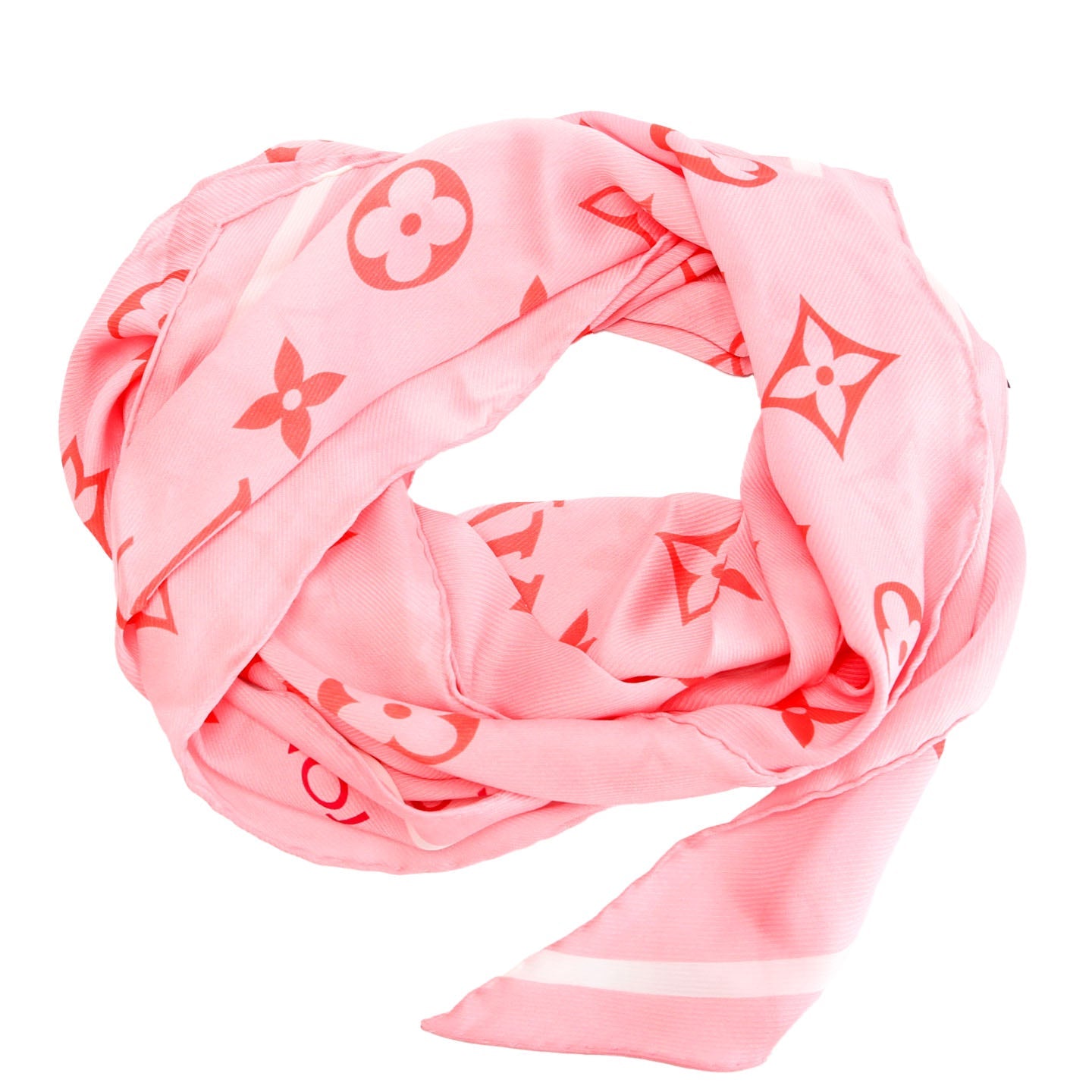 Ideal Rose Monogram Silk 245CM X 30CM Scarf Pink