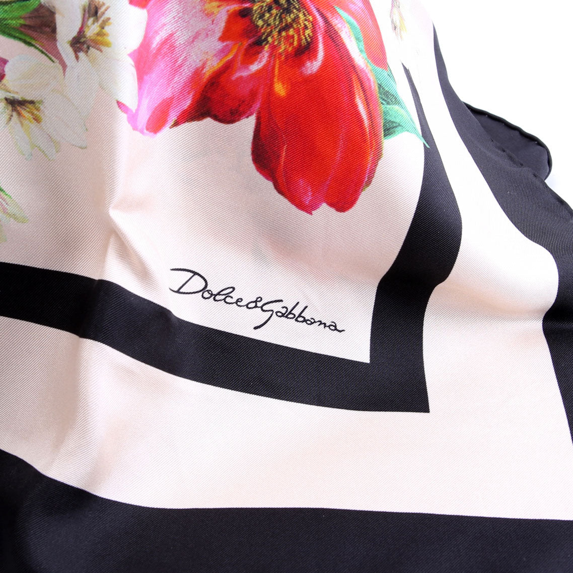 Floral Foulard Silk 90CM Scarf Black/Multicolor