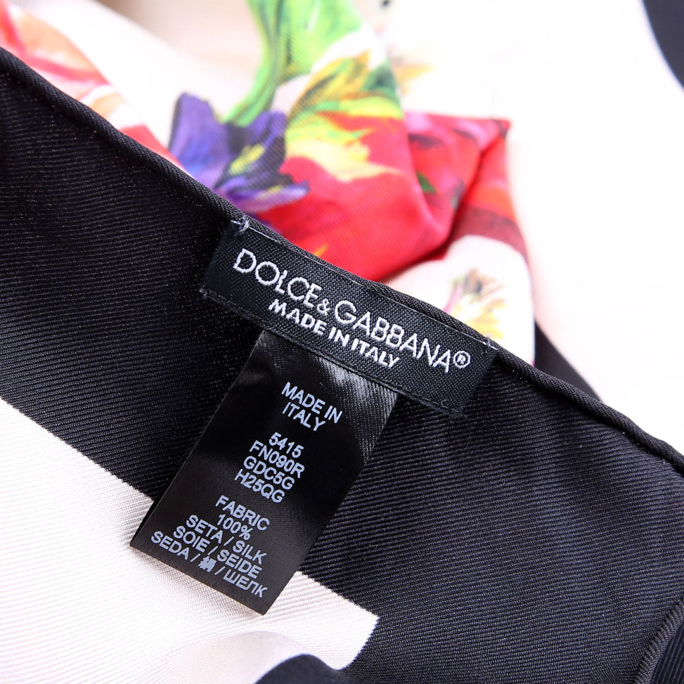 Floral Foulard Silk 90CM Scarf Black/Multicolor