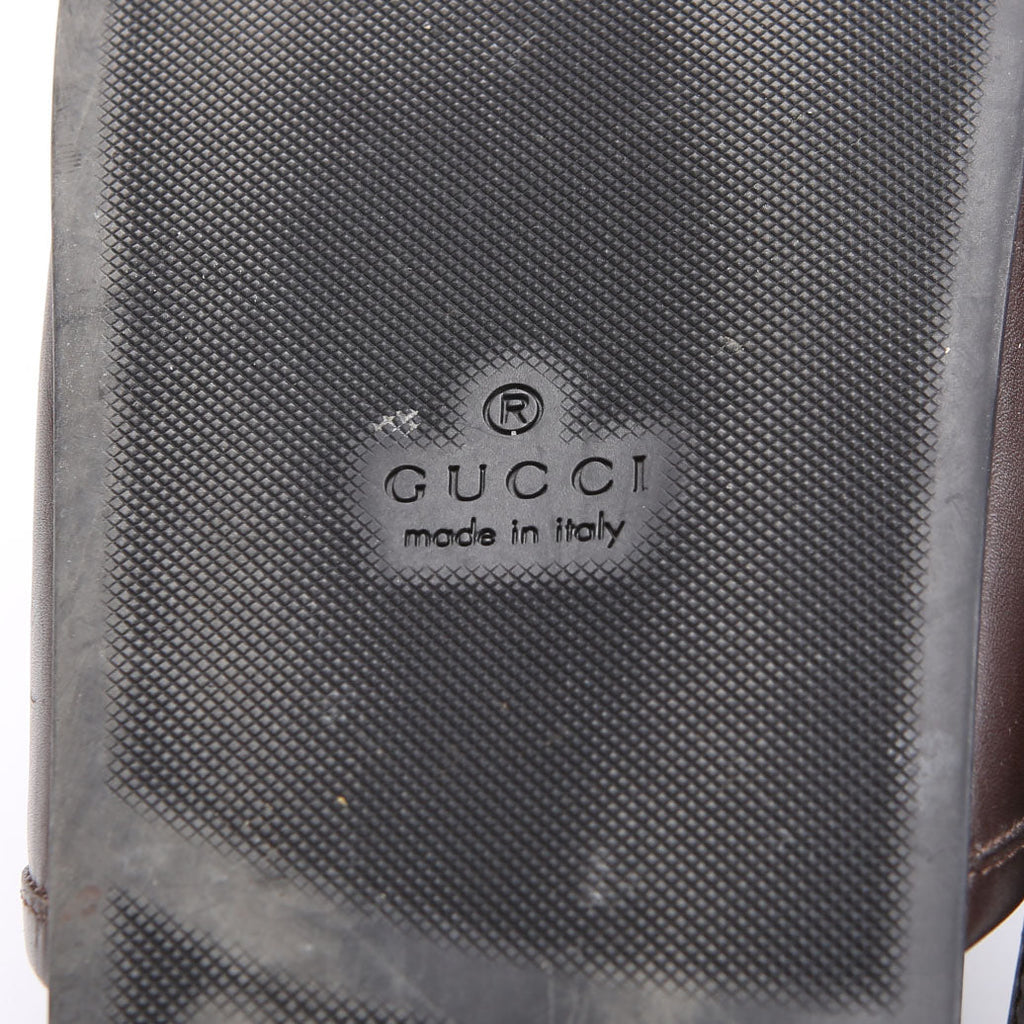 Gucci River Horsebit Slingback Mules Mens Size 8 Brown/Black
